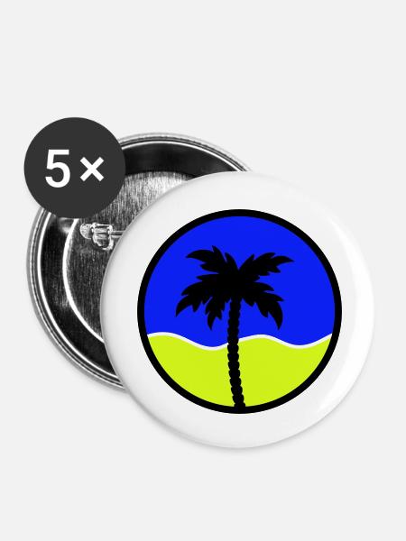 palme - Buttons klein 25 mm (5er Pack) - Weiß