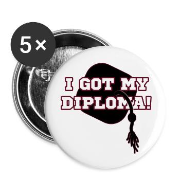 Diplom - Bestanden - Buttons klein 25 mm (5er Pack) - Weiß - Vorne