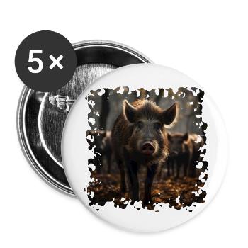 Wild boars are very adaptable - Buttons small 1''/25 mm (5-pack) - white - Front