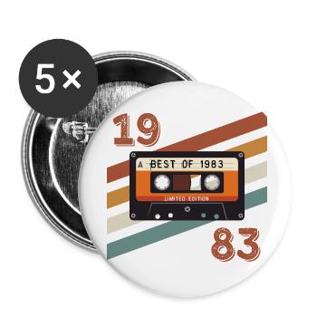 1983 Retro-Vintage-Jubiläum - Buttons klein 25 mm (5er Pack) - Weiß - Vorne