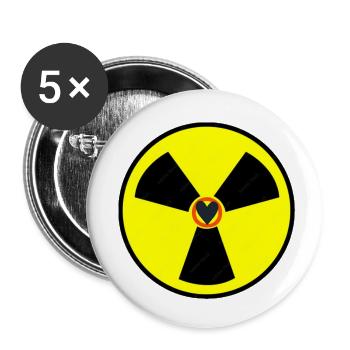Radioaktive Gefahr - Buttons klein 25 mm (5er Pack) - Weiß - Vorne