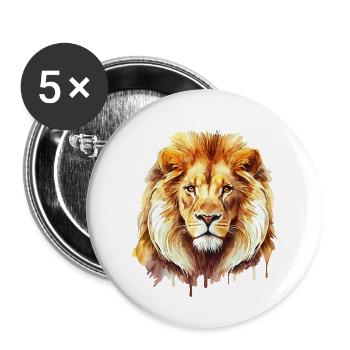 Schönes Aquarellporträt eines Löwen - Buttons klein 25 mm (5er Pack) - Weiß - Vorne