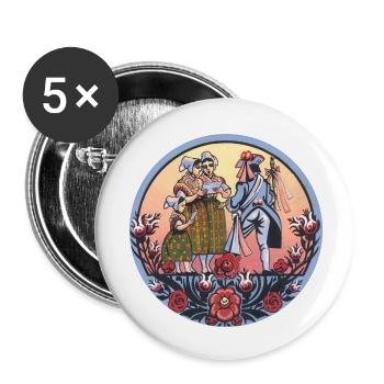 Folklore sorabe – Costumes et danses traditionnels - Lot de 5 petits badges (25 mm) - blanc - Devant