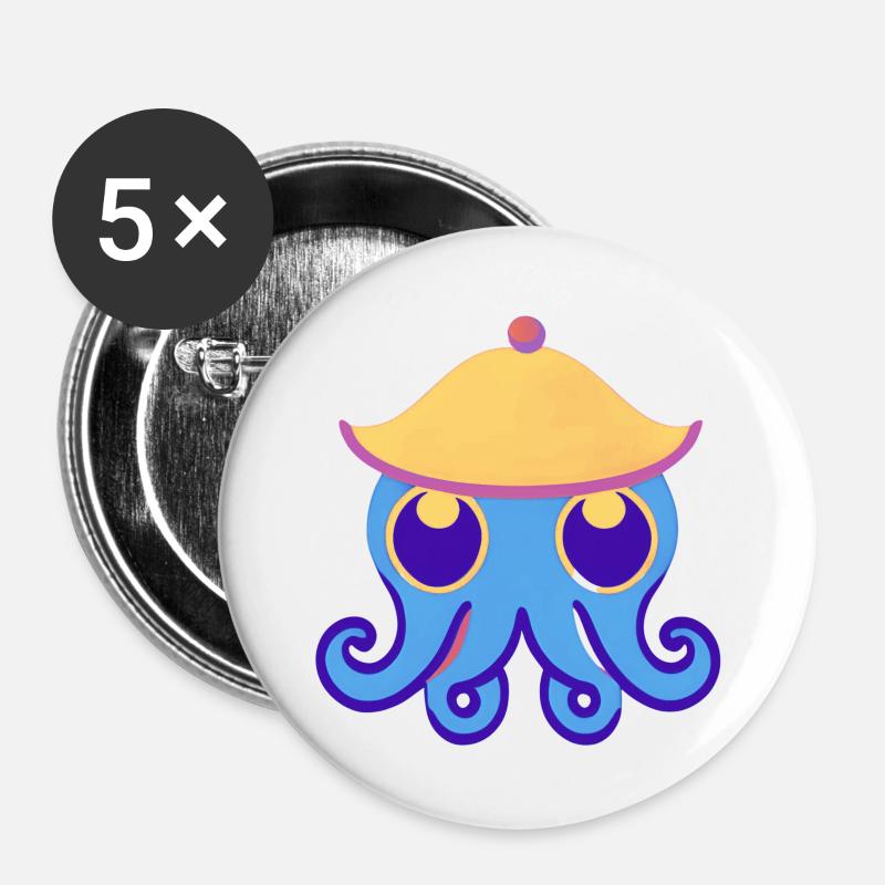 Cute Octopus - Buttons small 1''/25 mm (5-pack) - white
