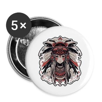 Echo of the past: Indian girl - Buttons small 1''/25 mm (5-pack) - white - Front
