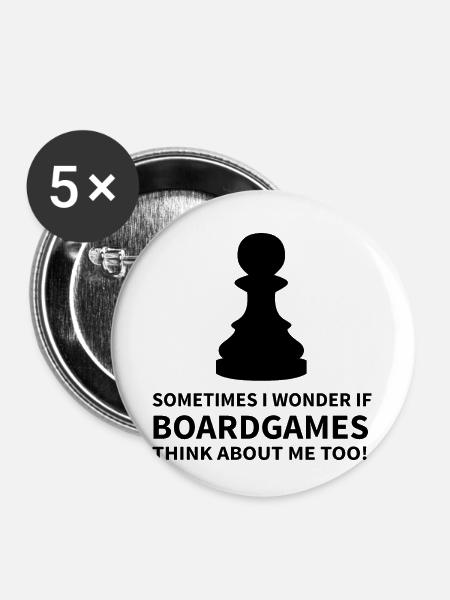 boardgame chess backgammon game night - Buttons klein 25 mm (5er Pack) - Weiß