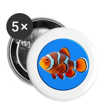 Clownfish live in symbiosis with sea anemones - Buttons small 1''/25 mm (5-pack) - white - Front