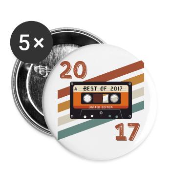 2017 retro vintage anniversary - Buttons small 1''/25 mm (5-pack) - white - Front