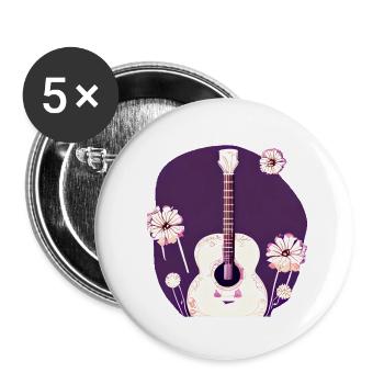 Guitar Musical Instrument Guitarist Plucked Instrument - Buttons small 1''/25 mm (5-pack) - white - Front