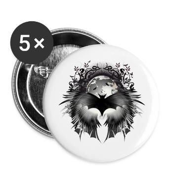 Bat and full moon as a mysterious motif - Buttons small 1''/25 mm (5-pack) - white - Front