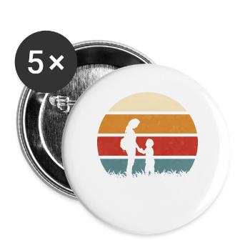 Mère - Cadeaux de la fête des mères - Lot de 5 petits badges (25 mm) - blanc - Devant