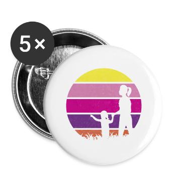 mutter und tochter - Muttertagsgeschenke - Buttons klein 25 mm (5er Pack) - Weiß - Vorne