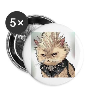 Perserkatze Negan als Punk in Anime Art - Buttons klein 25 mm (5er Pack) - Weiß - Vorne