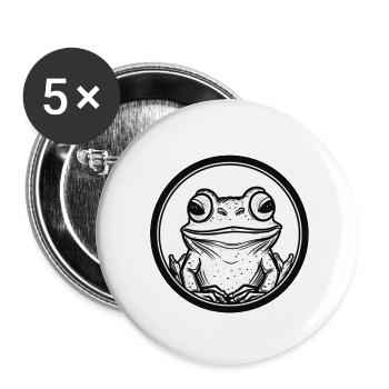 Hilarious Hop: Schwarz-weißer Funny Frog-Print - Buttons klein 25 mm (5er Pack) - Weiß - Vorne