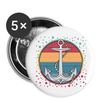 Ancre - Lot de 5 petits badges (25 mm) - blanc - Devant
