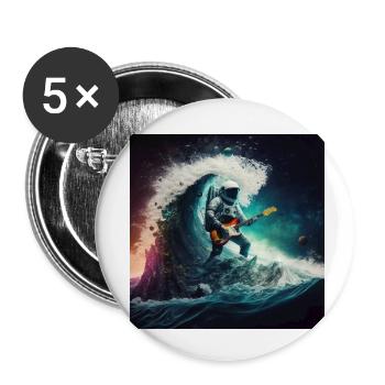 Surfen im Weltraum - Buttons klein 25 mm (5er Pack) - Weiß - Vorne