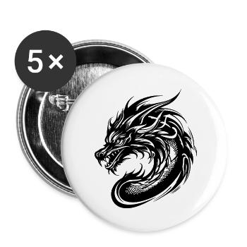 Drache Drachen Fantasie Mythologie - Buttons klein 25 mm (5er Pack) - Weiß - Vorne