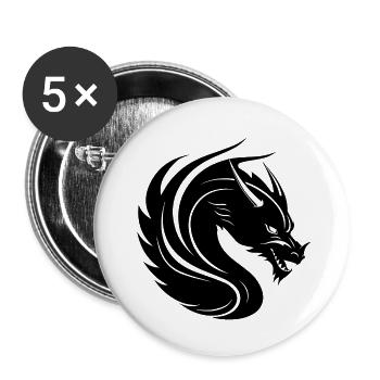 Drache Drachen Fantasie Mythologie - Buttons klein 25 mm (5er Pack) - Weiß - Vorne