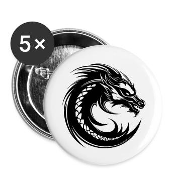 Drache Drachen Fantasie Mythologie - Buttons klein 25 mm (5er Pack) - Weiß - Vorne