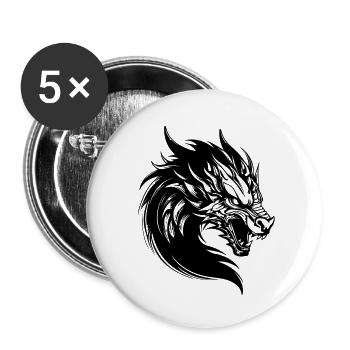 Drache Drachen Fantasie Mythologie - Buttons klein 25 mm (5er Pack) - Weiß - Vorne