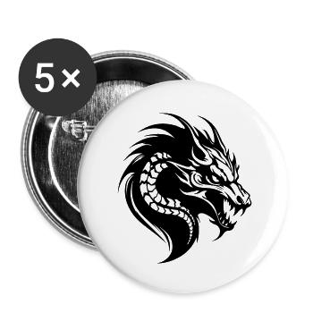 Drache Drachen Fantasie Mythologie - Buttons klein 25 mm (5er Pack) - Weiß - Vorne