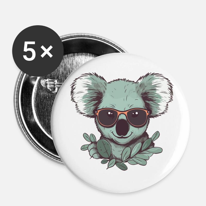 cool koala - Buttons small 1''/25 mm (5-pack) - white