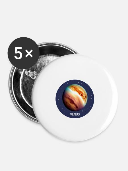 Planet Venus - Buttons klein 25 mm (5er Pack) - Weiß