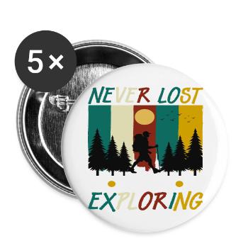Never Lost always Exploring - Buttons klein 25 mm (5er Pack) - Weiß - Vorne