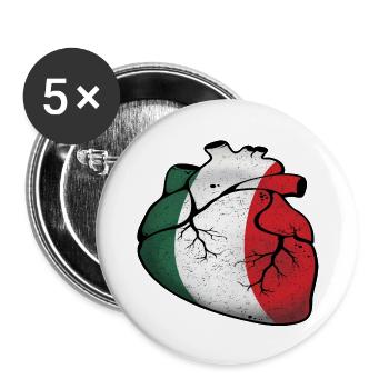 Cœur italien - Lot de 5 petits badges (25 mm) - blanc - Devant