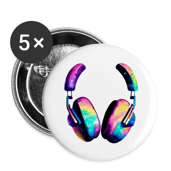 Headphones Musicians Gamers Singers Listen to music Singing - Buttons small 1''/25 mm (5-pack) - white - Front