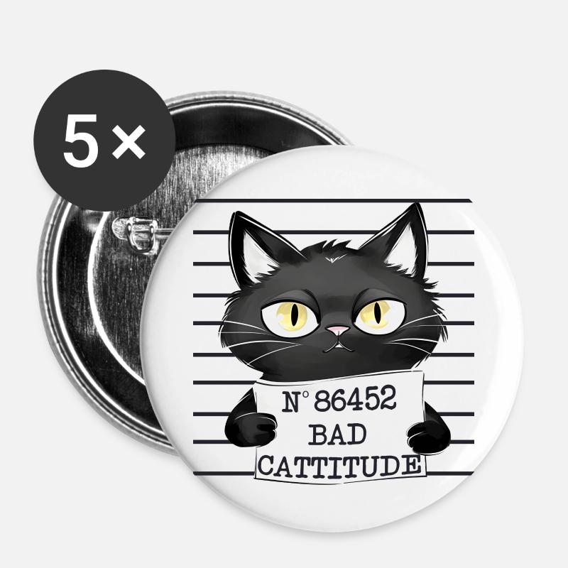 Mauvaise attitude - Lot de 5 petits badges (25 mm) - blanc