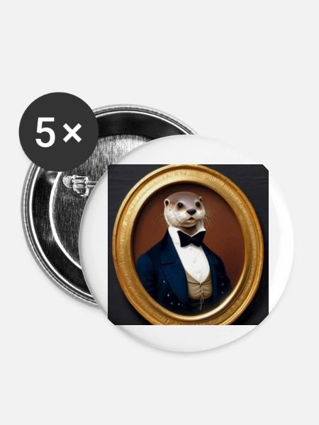 Gentleman Otter - Buttons klein 25 mm (5er Pack) - Weiß