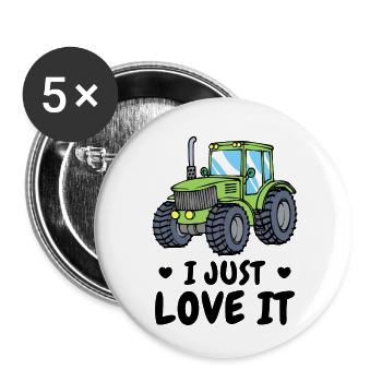 Tractor Agricultural Machinery Vehicle Statement Heart - Buttons small 1''/25 mm (5-pack) - white - Front