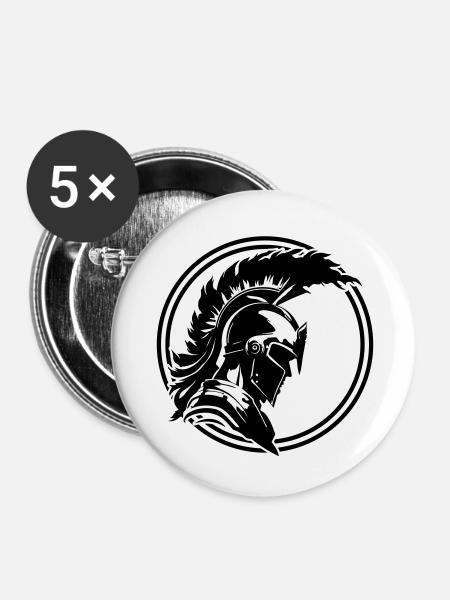 Krieger Sparta Helm Spartaner - Buttons klein 25 mm (5er Pack) - Weiß