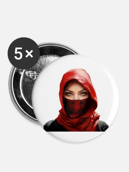 Arabisches Mädchen mit Palituch - Buttons klein 25 mm (5er Pack) - Weiß