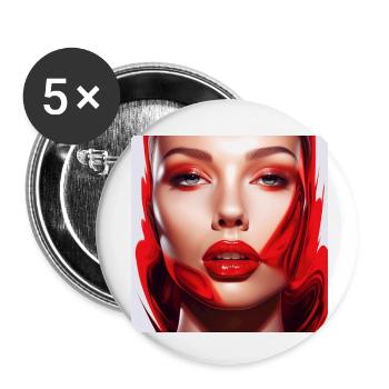 Femme sexy aux lèvres rouges - Lot de 5 petits badges (25 mm) - blanc - Devant