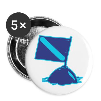 Die Taucherflagge - Buttons klein 25 mm (5er Pack) - Weiß - Vorne