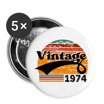 Jahrgang 1974 - Buttons klein 25 mm (5er Pack) - Weiß - Vorne