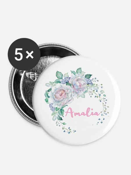 Für Amalia - Buttons klein 25 mm (5er Pack) - Weiß