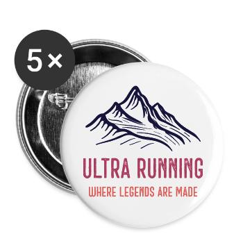 Ultra Running - Wo Legenden entstehen - Buttons klein 25 mm (5er Pack) - Weiß - Vorne