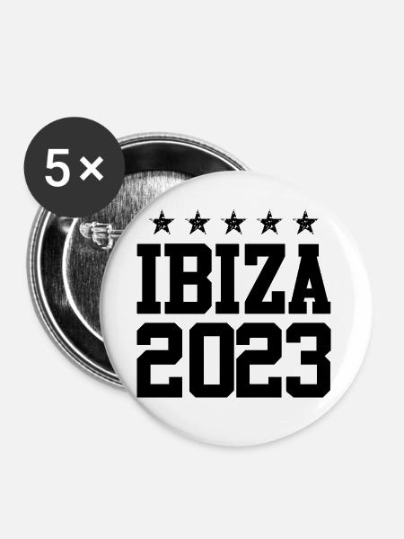Ibiza 2023 - Buttons klein 25 mm (5er Pack) - Weiß