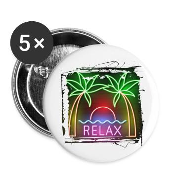 sommer strand strand retro meer neon licht eng - Buttons klein 25 mm (5er Pack) - Weiß - Vorne
