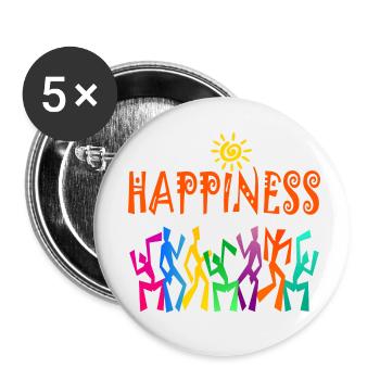 HAPPINESS - Buttons klein 25 mm (5er Pack) - Weiß - Vorne