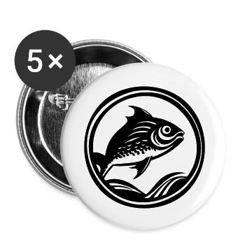 Pêche au poisson Pêche en mer - Lot de 5 petits badges (25 mm) - blanc - Devant