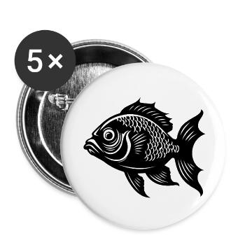 Pêche au poisson Pêche en mer - Lot de 5 petits badges (25 mm) - blanc - Devant