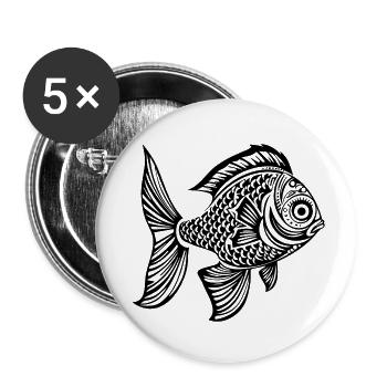 Pêche au poisson Pêche en mer - Lot de 5 petits badges (25 mm) - blanc - Devant