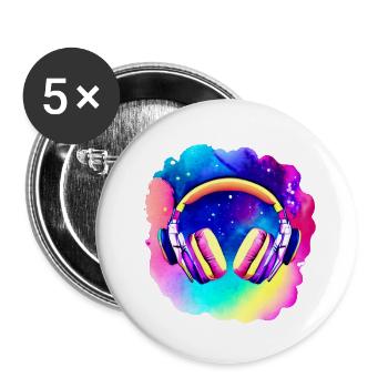 Headphones Singing Singers Listening to music Musicians Gamers - Buttons small 1''/25 mm (5-pack) - white - Front