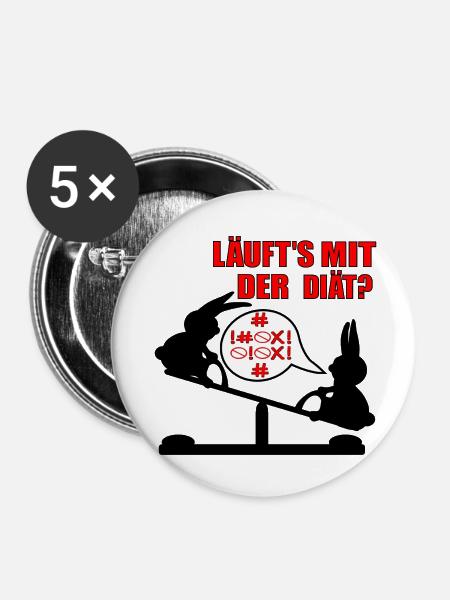 Abnehmen Diät Humor - Buttons klein 25 mm (5er Pack) - Weiß