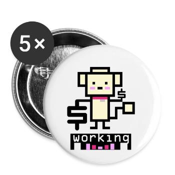 Caniche travaillant - Lot de 5 petits badges (25 mm) - blanc - Devant