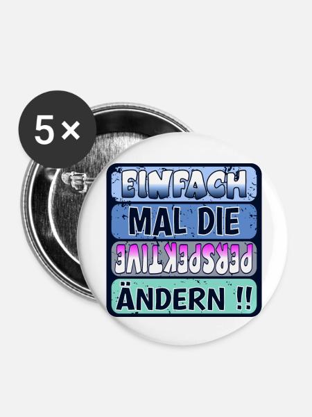 VERÄNDERUNG - PERSPEKTIVE ÄNDERN - Buttons klein 25 mm (5er Pack) - Weiß